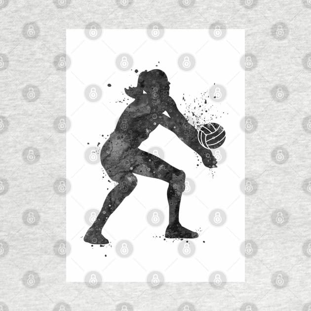 Girl Volleyball Player Black and White Sport Gift by LotusGifts